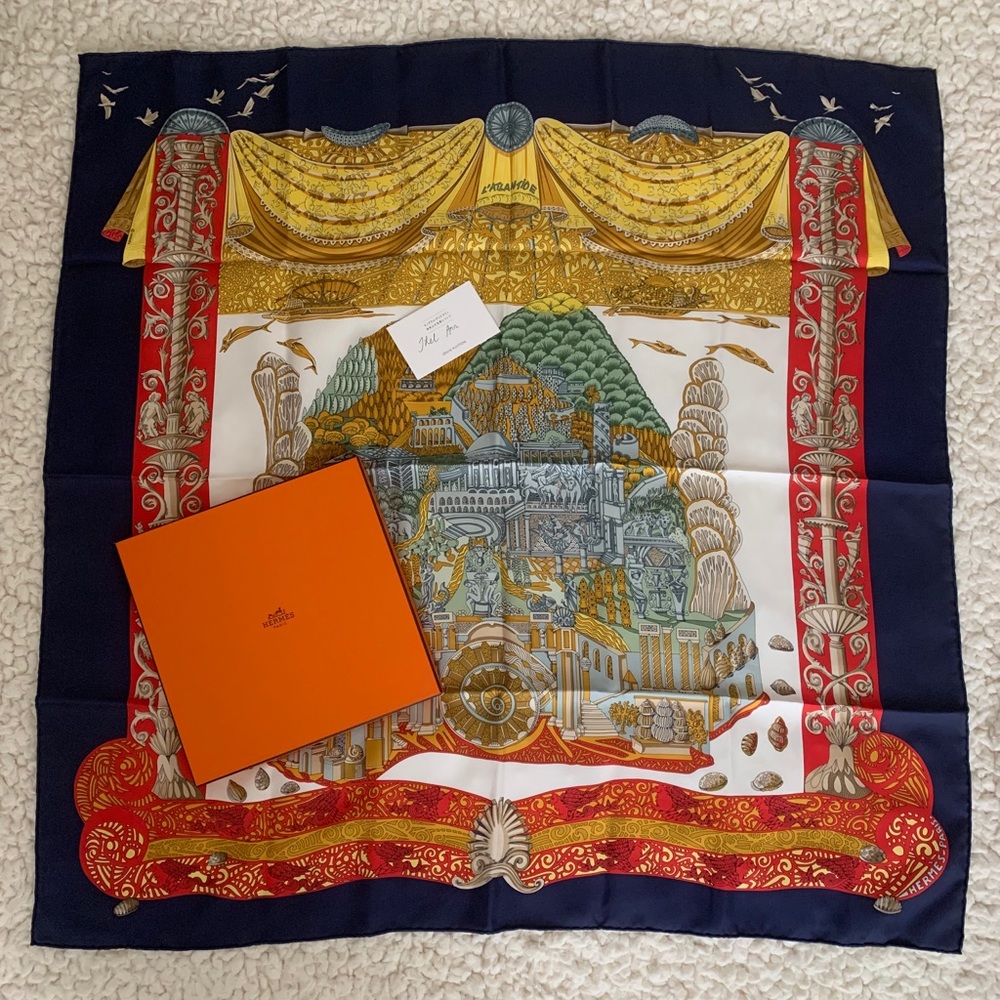 Hermés L'Atlantide," by Annie Faivre Silk Scarf